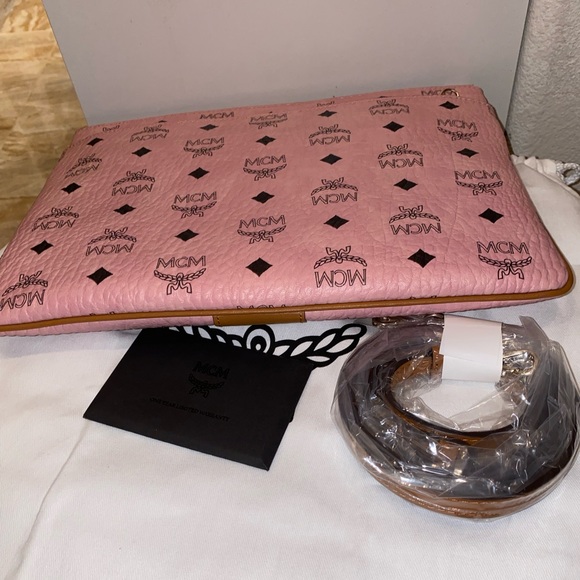 MCM soft pink visetos pouch💕optional crossbody 💕 - Picture 7 of 10